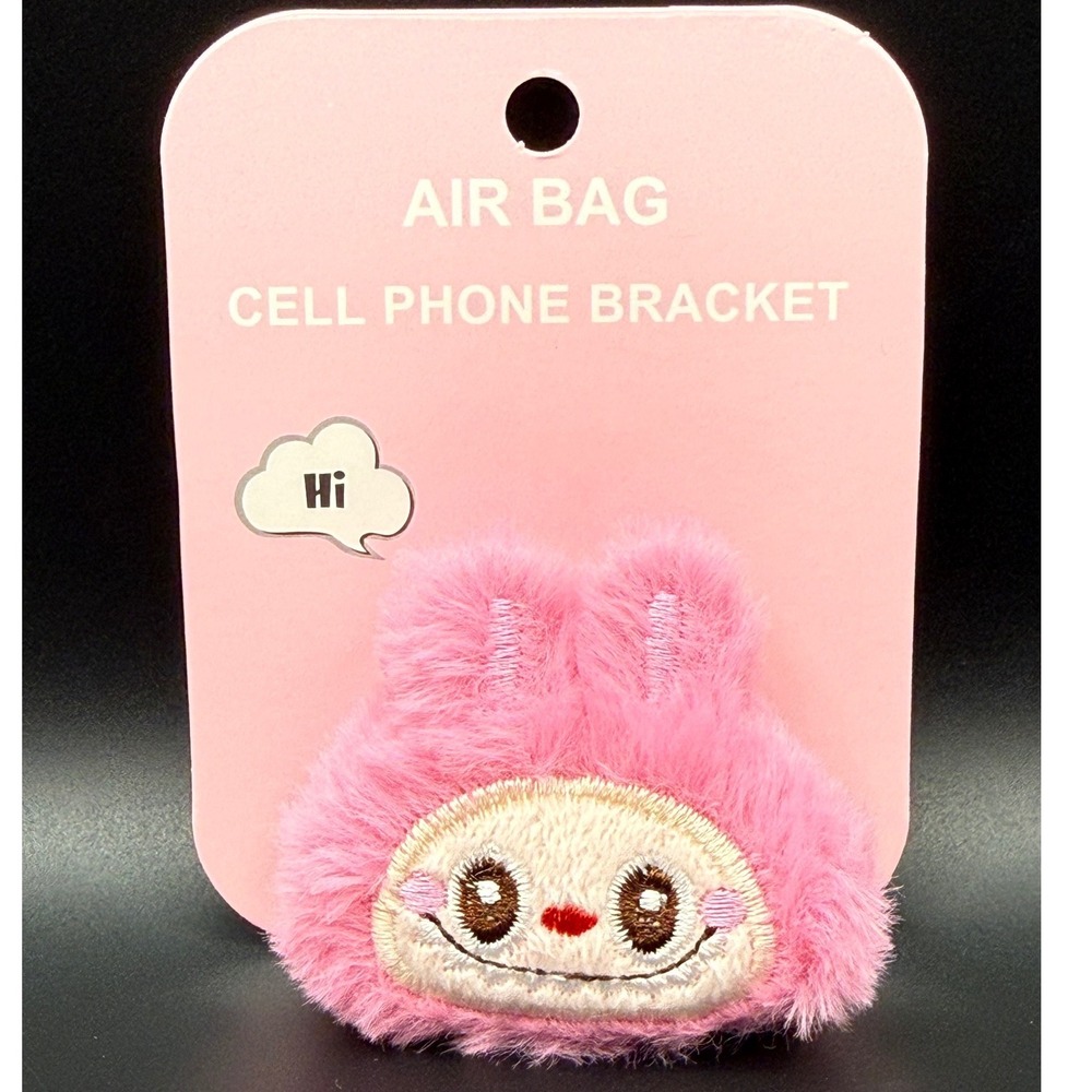 Cute Pink Fuzzy Bunny Rabbit Air Bag Cell Phone Bracket‎ Holder Stand Grip